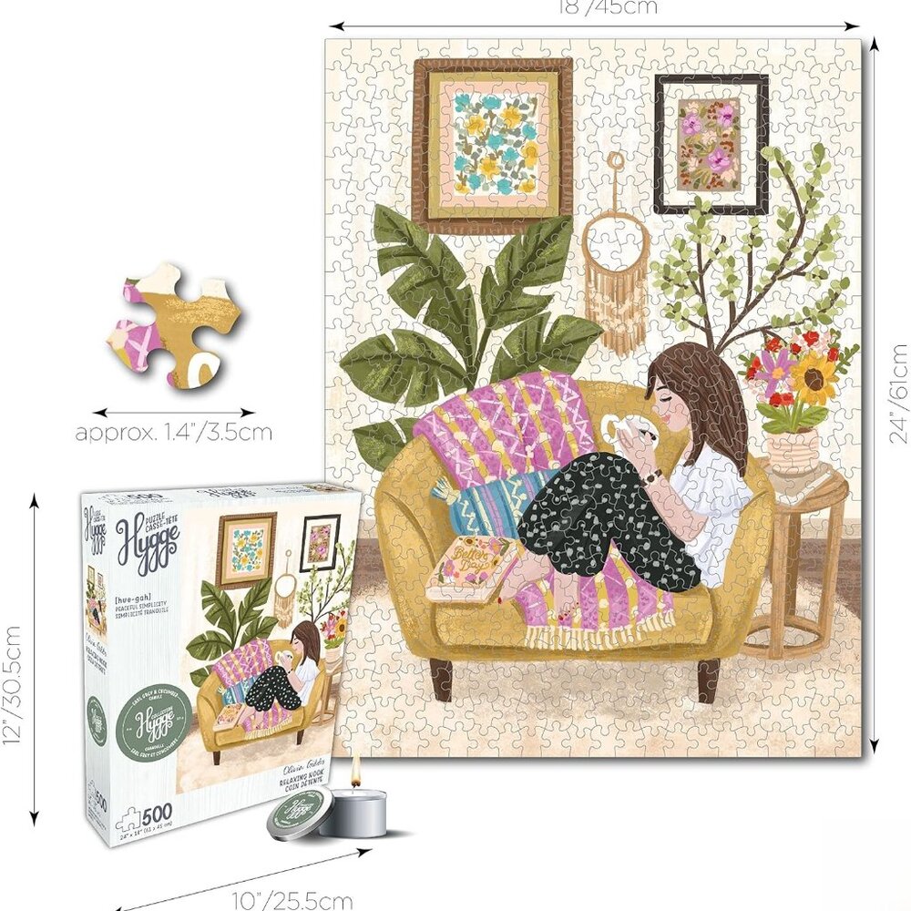 500 Piece Puzzle + Candle for Adults Relaxing Nook by Olivia Gibbs - NEW